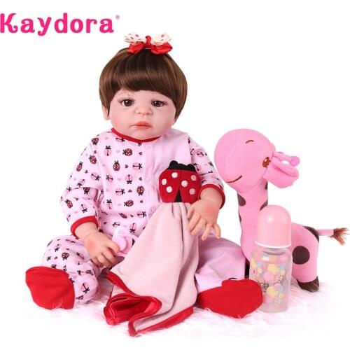 22 inch Reborn Baby Dolls Full Vinyl Silicone Cute Soft Bath Play Toys Alive Menina Water proof Playmate Kids Birthday Gifts