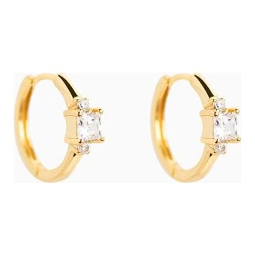 Hot Selling S925 Sterling Silver Earrings Minimalist Chic Wind Circle Smooth Earrings Set With Zircon Earrings Jewelry