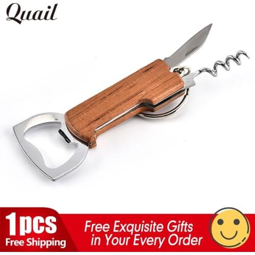 Quail High Quality Wood Handle Multifunction Wine Opener Useful Portable Screw Corkscrew Wine Bottle Opener Cook Tools
