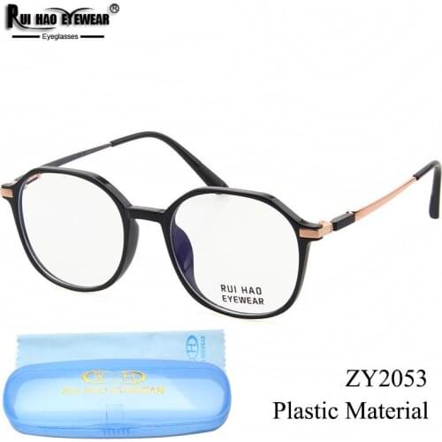 Unisex Polygon Retro Glasses Frame 5 Color Anti Blue Ray Lens Plastic Eyeglasses Frames Alloy Temple Designer Spectacles ZY2053
