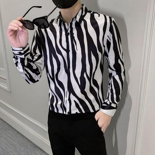 Plus Size 5XL-M Camisa Masculina Autumn New Long Sleeve Striped Shirts Men Clothing 2021 Slim Fit Casual Camisas De Hombre Sale