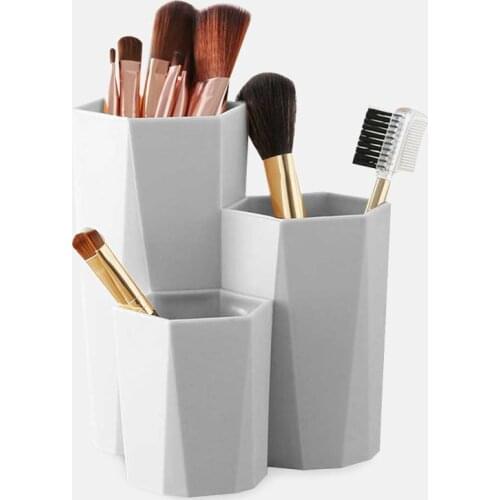 New Make-up Brush Storage Box Table Organizer Makeup Nail Polish Cosmetic Holder Make Up Tools Pen Holder Rack 3 Lattices Boxes