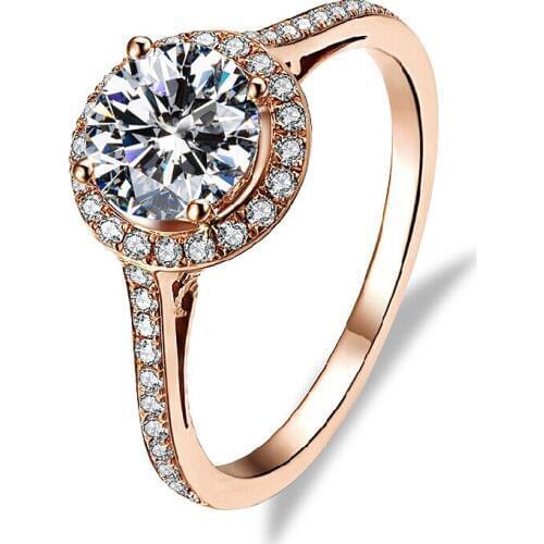 1CT 6.5mm Round Brilliant Cut Moissanite Halo Ring Solid 18K Yellow Gold DF Color Wedding Ring Fine Gold Jewelry For Women