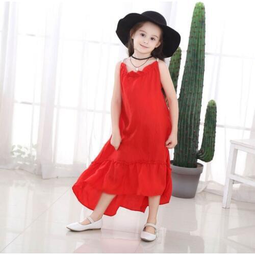Baby Girls Dress Summer Princess Dress Sling Sleeveless Cotton Solid Kids Dresses For Girls Children Clothes Robe Fille Vestido