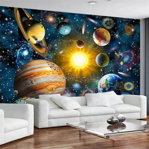 Custom Photo Wallpaper for Kids Bedroom Cartoon Universe Star Sky Planet Childrens Room Space Mural Wall Papers Home Decor