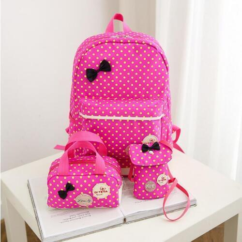 3pcs/set School Bags Dot Printing Cute Backpacks For Teenagers Girls Rucksacks Mochila Primary Kid Backpack Big Capacity