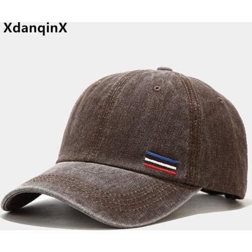 XdanqinX Snapback Cap Men Women Retro Embroidery Washed Cotton Baseball Caps Black Cap Adjustable Size Couples Casual Sports Cap