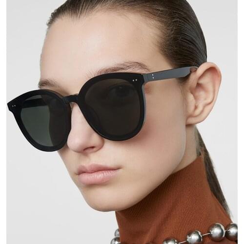 2021 New Fashion Retro Round Frame Cat Eye Sun Glasses Brand Design Men Women Cateye Sunglasses UV400 Bule Grey Mirror Sunglass