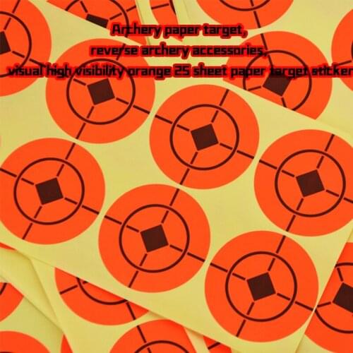 Archery paper target, reverse archery accessories, visual high visibility orange 25 sheet paper target sticker