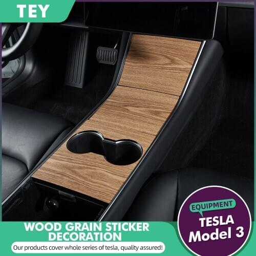 TEY Tesla Model 3 Center Console Instrument Panel Wood Grain Sticker Decoration Trim for Tesla Model Y Model Three Accessories