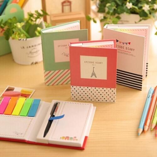 Creative Notepad Sticky Notes Kawaii Stationery Diary Notebook And Pen Office School Supplies Random Colors