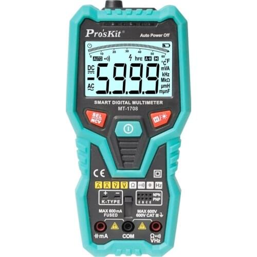ProsKit MT-1708 3-5/6 Smart Digital Multimeter Fully automatic digital multimeter short circuit proof high precision backlit