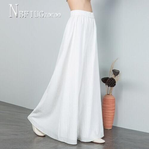 Spring Summer Wide Leg Women Pants Chiffon Plus Size Casual Female Trousers