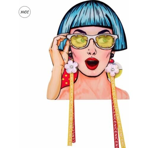 XICC Cartoon Nail Beading On Applique Lady Letter Big Size Patches Exaggerated Fashion Glasses Flower Gaga Girl Sequin Stickers