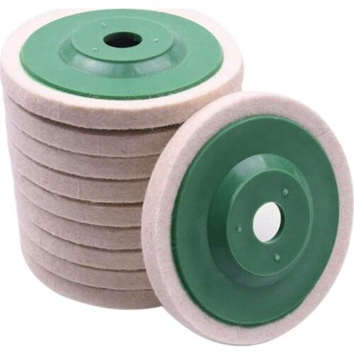 10Pcs 100Mm 4 Inch Wool Buffing Round Polishing Wheels Pads Polisher Wheels for Copper Iron&Aluminum Metal Polishing Tools