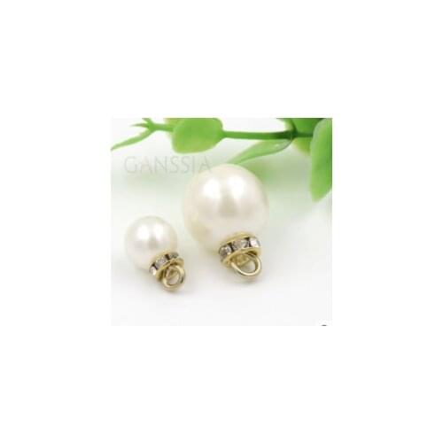 10pcs/lot Size:10mm&12mmDelicate Beige Circular Resin Pearl Gold Shank Button for Clothing Woman Kids Decorative (SS-2279)