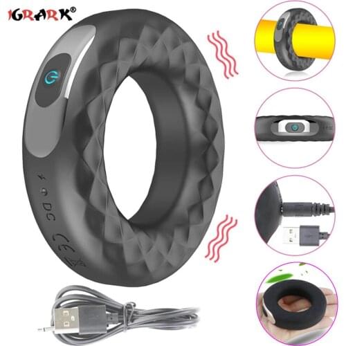 New Year 10 Speed Penis Ring Vibrator For Men Delay Ejaculation Erotic Male Sex Toy Chastity Cock Ring Dildos Vibration Adults