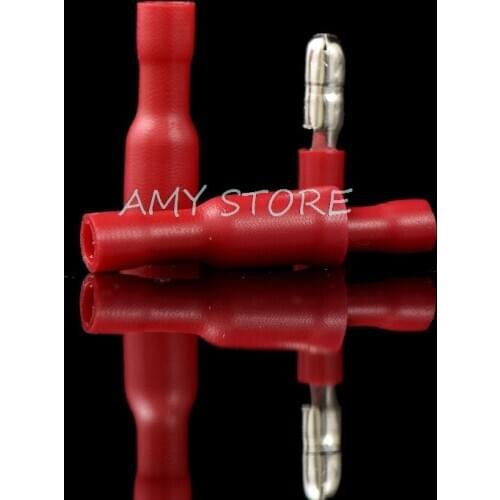 100pcs Red Female&Male 16-22AWG 0.5-1.5mm2 Bullet Butt Connector Crimp Wire Cable Insulated Terminals FRD1.25-156 MPD1.25-156