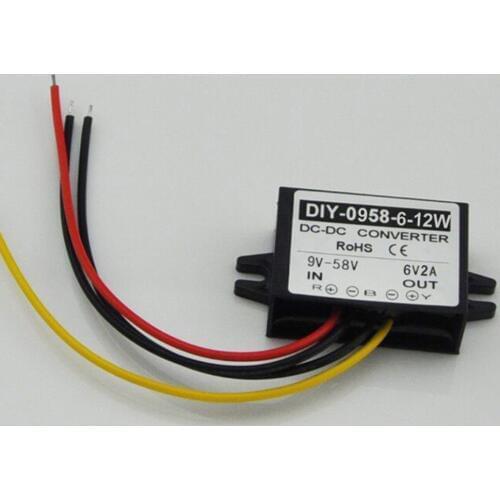 12V24V36V48V(9V-58V) Step Down 6V 2A 12W DC-DC Converter Power Converter DC Buck Module Voltage Regulator Waterproof