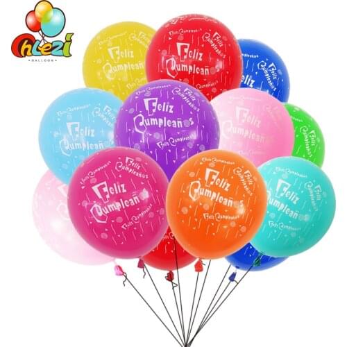 20pcs Spanish Happy Birthday Balloons 12 Inch Helium Latex Ballon Birthday Party Decorations Kids Toys Baby Shower Globos