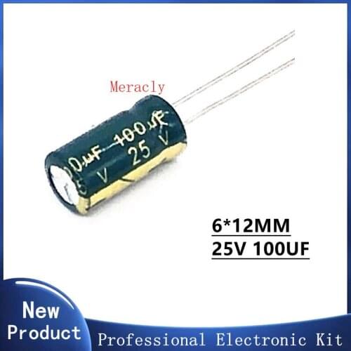 50PCS 25V 100UF 20% High frequency and low impedance in-line aluminum electrolytic capacitors long life Brand new authentic