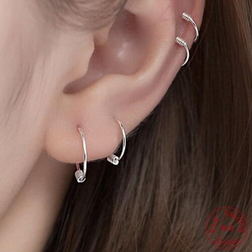 925 Silver Round Circle Earrings Smooth Hoop Earring for Women Girl Teens Piercing Jewerly Earrings