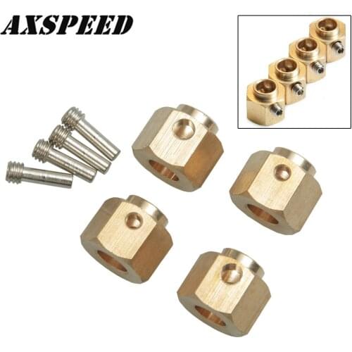 AXSPEED 4Pcs/set 12mm Wheel Hex Hub Adapter Heavy Duty Brass Adapter for 1:10 RC Crawler Car Traxxas TRX4 TRX-4 Parts
