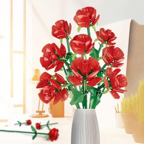 9 Roses Bouquet Building Blocks Girl Toys Creative Home Decoration DIY Plant Bouquet Building Blocks Childrens Toy Gifts No Box