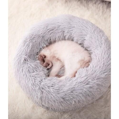 Cat House Kennel Round Cat Bed Winter Warm Dog House Sleeping Bag Long Plush Super Soft Pet Bed Puppy Cushion Mat Cat Supplies