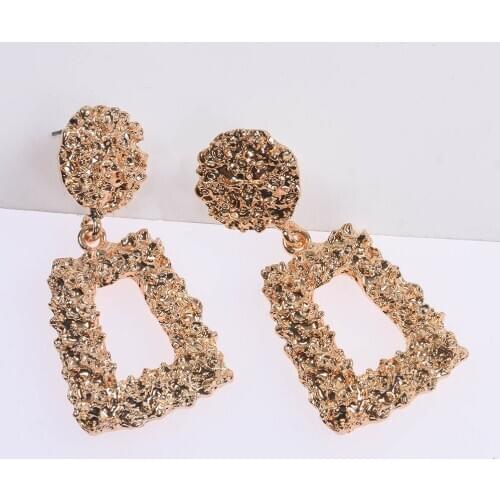 Geometric Square Metal Feel ZA Earrings Jewelry Women Brand Statement ZA Long Drop Earrings Girls Party Punk Dangle Earring