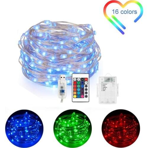20M 10M 5M LED String light Copper Wire Fairy lights Garland USB Battery operated For Home Holiday Christmas Wedding Party Decor