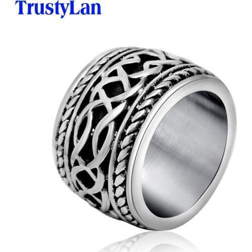 TrustyLan Retro Punk Rings For Men New Arrival Fashion Jewelry Accessory Stainless Steel Casting Male Rings Finger Ring Man