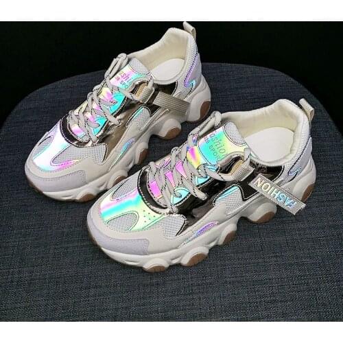 Mesh Dad Shoes Women Shoes Luminous Sneakes Student Sports Shoes Reflective Shoes Breathable Casual Shoes Glow At Night Shoes