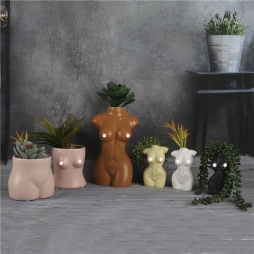 Mini Body Art Design Vase Flower Pot Kardashian Sexy Ceramics Creative Chest Bust Statue Planting Home Decoration Desk Decor