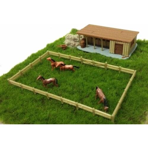 Outland Models Farm Stable with Horses & Grass HO OO Scale Train Railway Layout