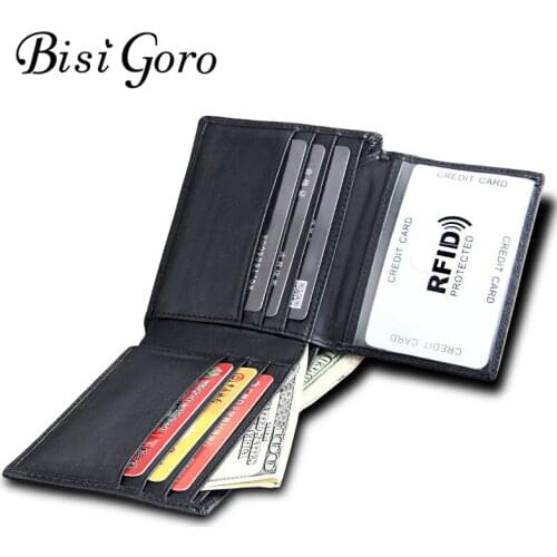 Bisi goro 2019 mens business wallet first layer leather leather wallet mens wallet coin purse male card holder short men Wallet