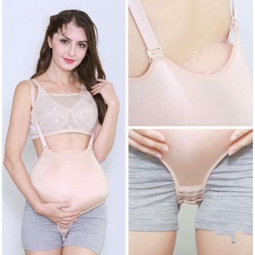 Soft Silicone Fake Belly Pregnant With Rompers For 3-4months Size M Hallowen Birthday Gifts