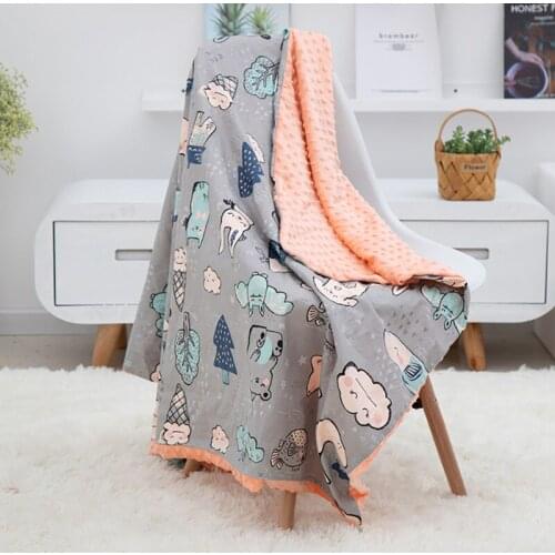 Soft Breathable New 100% Cotton Cartoon Baby Blanket Beanie Kids Quilt Peas Blanket For Pram Baby Carriage Stroller Covers