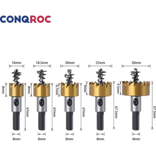5 Pieces HSS Drill Bit Hole Saw Set Stainless Steel Iron Aluminium Sheet Hole Opener Kit 16mm 18.5mm 20mm 25mm 30mm