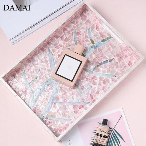 Natural Color Shell Trays Decorative Hand Painted Rectangle Tea Plates Dressing Table Jewelry Storage Tray Cosmetic Container