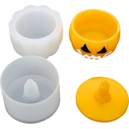 New Halloween Pumpkin Shape Storage Box Clay Mold For DIY Jewelry Storage Tank Resin Silicone Mould Plaster Cement Craft Decor