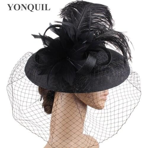 Charming Big Derby Fascinator Hat Elegnat Womens Kenducky Wedding Headpiece Mesh Hats Fedora Church Cocktail Race Tea Chapeau