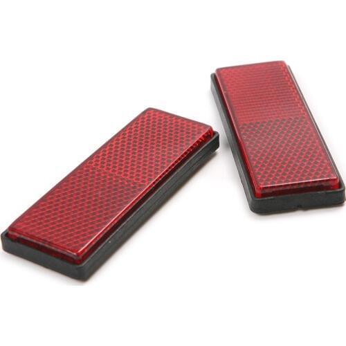 A Pair Car Motorcycle Bicycle Sticker Adhesive Reflector Warning Sticker Plastic Safety Plate Sign Red+Black