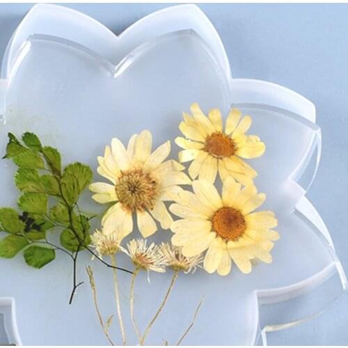 DIY Crafts Crystal Epoxy Resin Mold Lotus Coaster Tray Cup Mat Silicone Mould