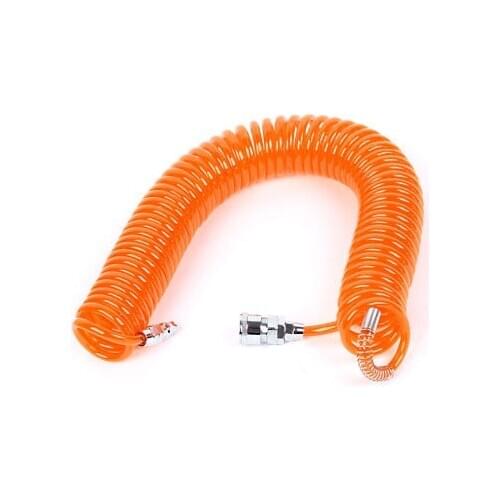 Polyurethane Pneumatic Quick Connector Coiled Air Hose Tube Orange 9M 29.5Ft