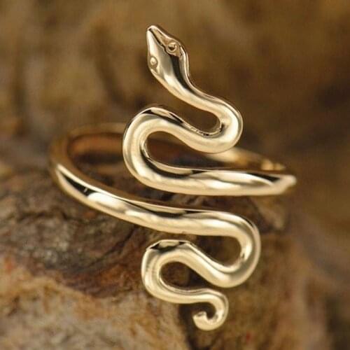 Vintage Adjustable Serpent Ring Gold Simple Snake Ring Punk Hip Hop Party Fashion Jewelry Cobra Rings for Women Men