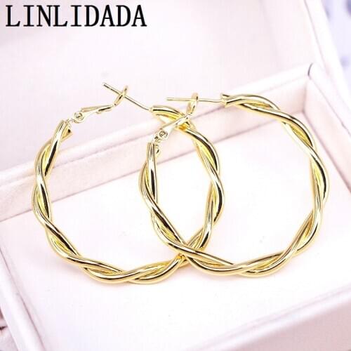 6Pairs New fashion Twisted Hoop Earrings for Women Gold Color Metal Party Circle Charm Earrings
