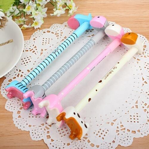 Cute Cartoon Animal Ballpoint Pen, 0.5mm Refill, Blue Ink, Plastic Standing Student Ballpoint Pen Gift School Office Stationery