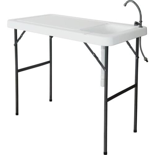 Folding Portable Fish Fillet & Hunting & Cutting Table with Sink Faucet Camping Hiking Desk Traveling Outdoor Picnic Table