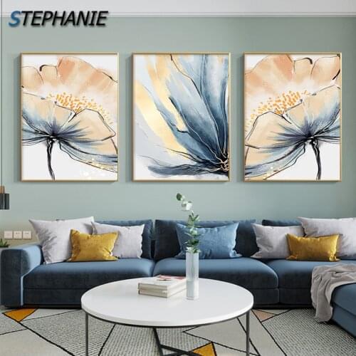 Modern Abstract Flower Wall Art Painting Luxury Hotel Decoration Nordic Canvas Print Poster for Living Room Bedroom Home Picture